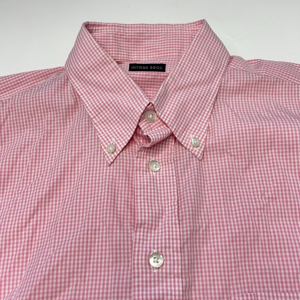 VTG Gitman Bros Dress Shirt Men Large Button Up Longsleeve Poplin Adult Gingham